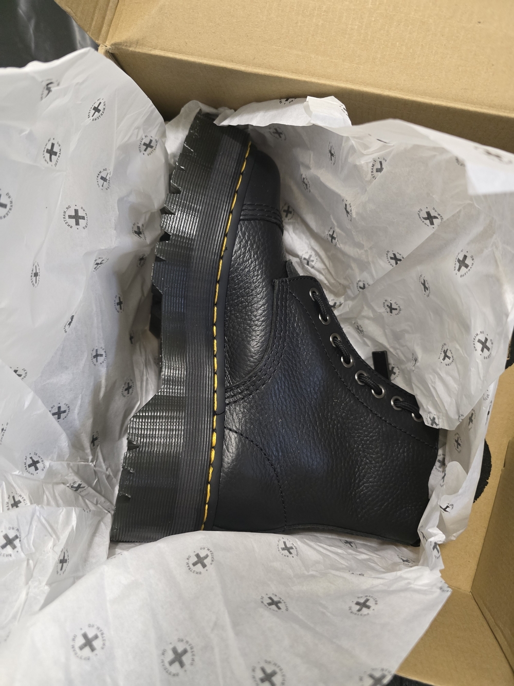 Black Leather Zip Front Women's Combat Boots - Picture 7 of 12